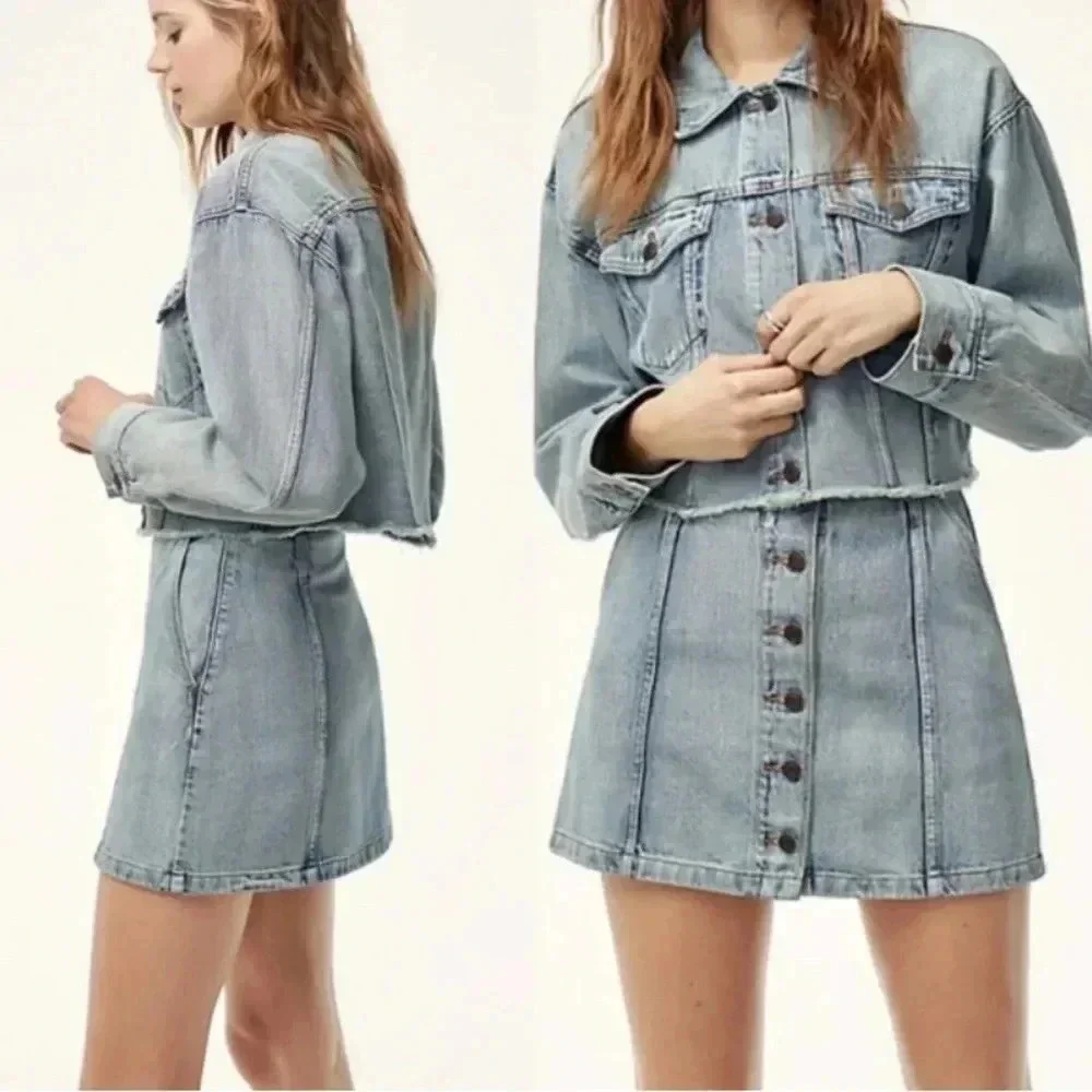 Aritzia Wilfred Free  | Button Down Jean Skirt - Picture 1 of 6